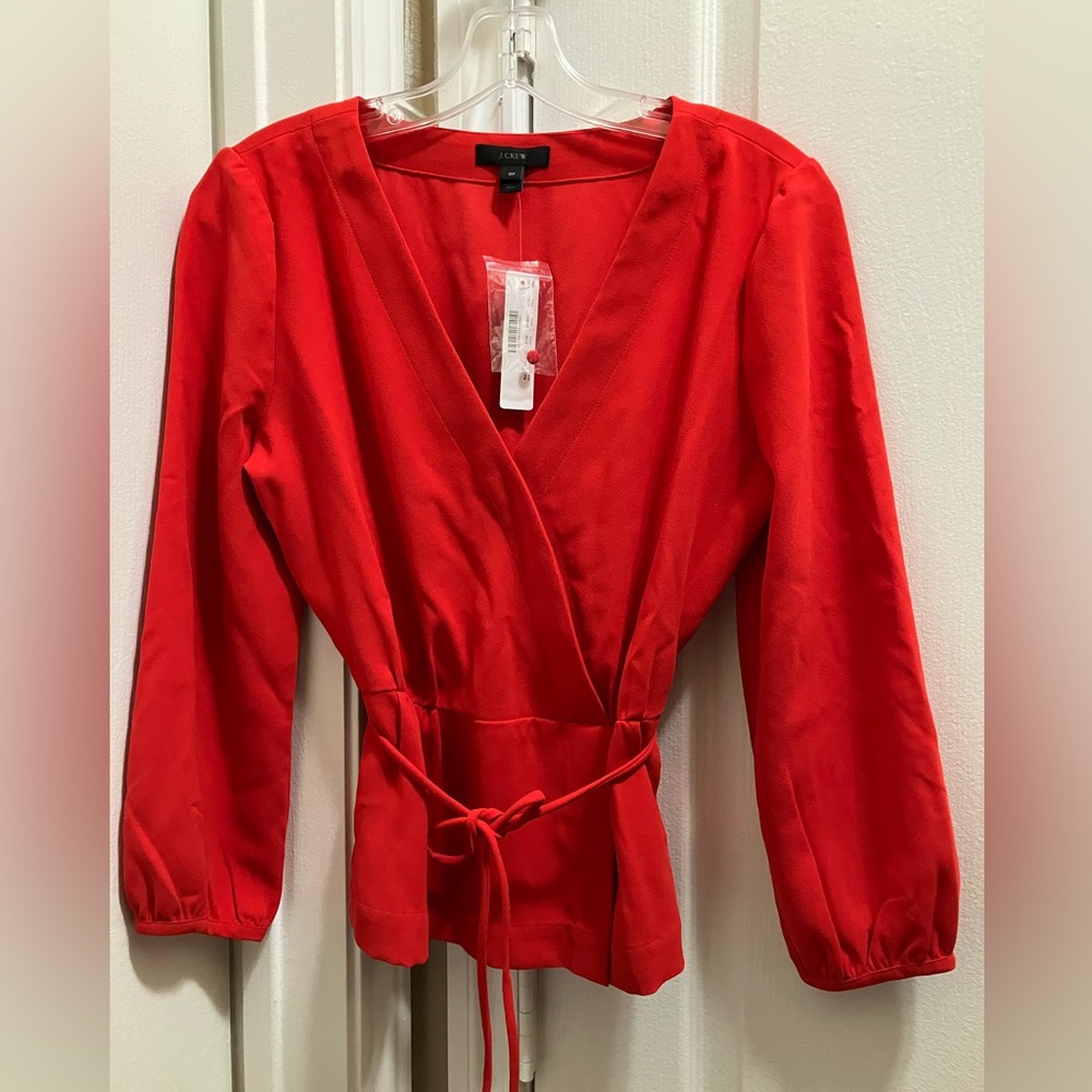 Elegant Red Wrap Top by J Crew NWT 

Paid $140
